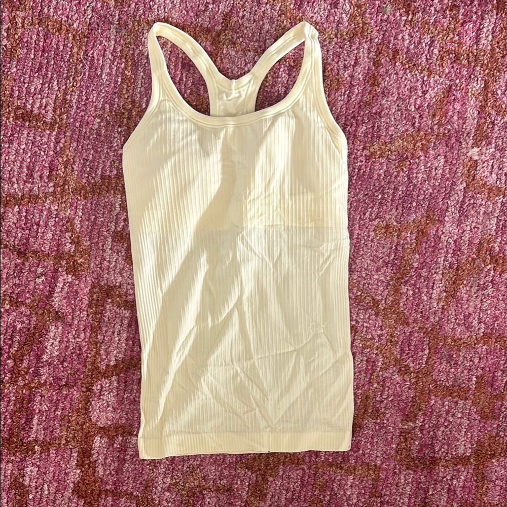 Lululemon Light Yellow Ribbed Swiftly Tech Racerback Tank Top 2.0